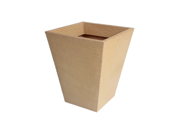 maceta piramidal rayada beige